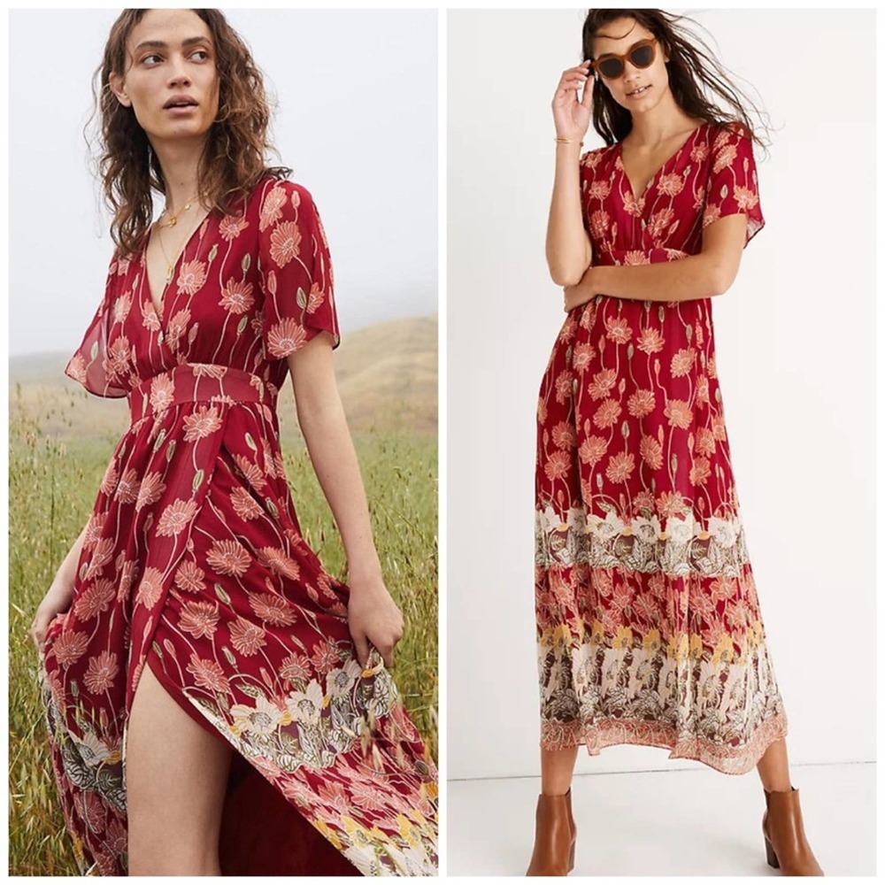 MADEWELL Tulip-Sleeve Maxi Dress in Tall Sunflowers